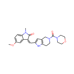 COc1ccc2c(c1)/C(=C/c1cc3c([nH]1)CCN(C(=O)N1CCOCC1)C3)C(=O)N2C ZINC000096272957