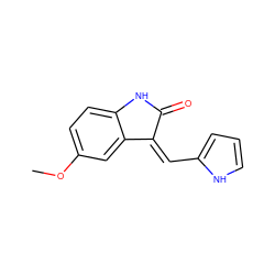 COc1ccc2c(c1)/C(=C/c1ccc[nH]1)C(=O)N2 ZINC000014962817