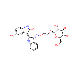 COc1ccc2c(c1)/C(=C1\Nc3ccccc3\C1=N/OCCO[C@@H]1O[C@H](CO)[C@@H](O)[C@H](O)[C@H]1O)C(=O)N2 ZINC001772606805