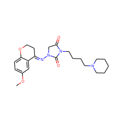 COc1ccc2c(c1)/C(=N/N1CC(=O)N(CCCCN3CCCCC3)C1=O)CCO2 ZINC000040918567