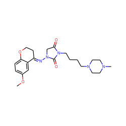 COc1ccc2c(c1)/C(=N/N1CC(=O)N(CCCCN3CCN(C)CC3)C1=O)CCO2 ZINC000040901241