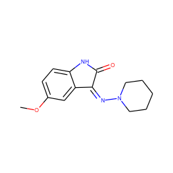 COc1ccc2c(c1)/C(=N/N1CCCCC1)C(=O)N2 ZINC000010825808