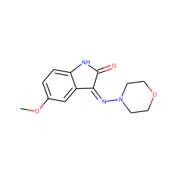 COc1ccc2c(c1)/C(=N/N1CCOCC1)C(=O)N2 ZINC000010822141