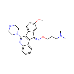 COc1ccc2c(c1)/C(=N\OCCCN(C)C)c1c-2c(N2CCNCC2)nc2ccccc12 ZINC000029055452