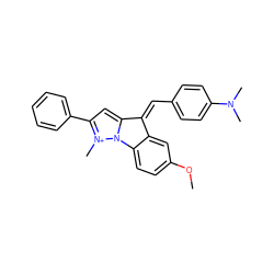 COc1ccc2c(c1)/c(=C\c1ccc(N(C)C)cc1)c1cc(-c3ccccc3)[n+](C)n12 ZINC000013223078