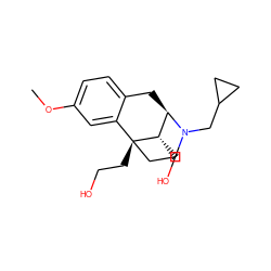 COc1ccc2c(c1)[C@@]1(CCO)CCN(CC3CC3)[C@H](C2)[C@@H]1CO ZINC000218685867