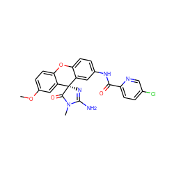 COc1ccc2c(c1)[C@@]1(N=C(N)N(C)C1=O)c1cc(NC(=O)c3ccc(Cl)cn3)ccc1O2 ZINC000203801332