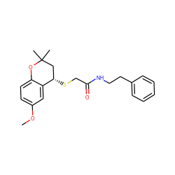 COc1ccc2c(c1)[C@@H](SCC(=O)NCCc1ccccc1)CC(C)(C)O2 ZINC000005065959