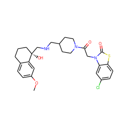 COc1ccc2c(c1)[C@](O)(CNCC1CCN(C(=O)Cn3c(=O)sc4ccc(Cl)cc43)CC1)CCC2 ZINC000013439727