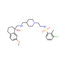 COc1ccc2c(c1)[C@](O)(CNCC1CCN(CCNS(=O)(=O)c3cccc(Cl)c3C)CC1)CCC2 ZINC000013439718