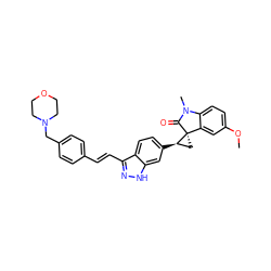 COc1ccc2c(c1)[C@]1(C[C@H]1c1ccc3c(/C=C/c4ccc(CN5CCOCC5)cc4)n[nH]c3c1)C(=O)N2C ZINC000164859715