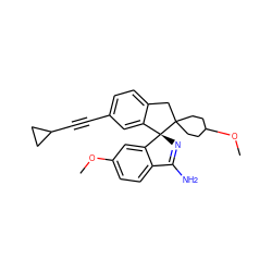 COc1ccc2c(c1)[C@]1(N=C2N)c2cc(C#CC3CC3)ccc2CC12CCC(OC)CC2 ZINC000204987391
