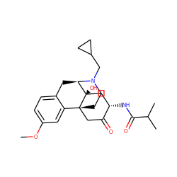 COc1ccc2c(c1)[C@]13CCN(CC4CC4)[C@H](C2)[C@]1(O)C[C@H](NC(=O)C(C)C)C(=O)C3 ZINC000217101669