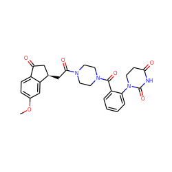 COc1ccc2c(c1)[C@H](CC(=O)N1CCN(C(=O)c3ccccc3N3CCC(=O)NC3=O)CC1)CC2=O ZINC000473127314