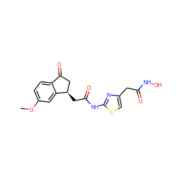 COc1ccc2c(c1)[C@H](CC(=O)Nc1nc(CC(=O)NO)cs1)CC2=O ZINC000028464534