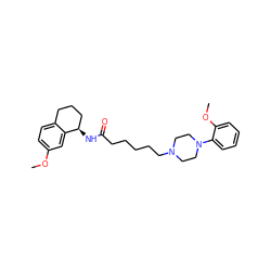 COc1ccc2c(c1)[C@H](NC(=O)CCCCCN1CCN(c3ccccc3OC)CC1)CCC2 ZINC000013586521