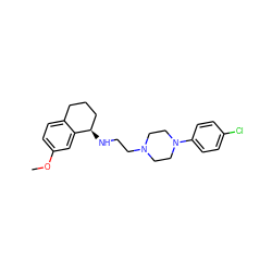 COc1ccc2c(c1)[C@H](NCCN1CCN(c3ccc(Cl)cc3)CC1)CCC2 ZINC000022939541