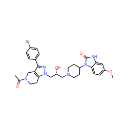 COc1ccc2c(c1)[nH]c(=O)n2C1CCN(C[C@@H](O)Cn2nc(-c3ccc(Br)cc3)c3c2CCN(C(C)=O)C3)CC1 ZINC000028137053