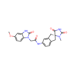 COc1ccc2c(c1)[nH]c(=O)n2CC(=O)Nc1ccc2c(c1)C[C@]1(C2)C(=O)NC(=O)N1C ZINC000040422228