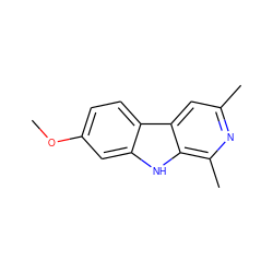 COc1ccc2c(c1)[nH]c1c(C)nc(C)cc12 ZINC000095890863