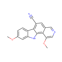 COc1ccc2c(c1)[nH]c1c3c(OC)cncc3cc(C#N)c21 ZINC000217045376