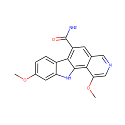 COc1ccc2c(c1)[nH]c1c3c(OC)cncc3cc(C(N)=O)c21 ZINC000217045437