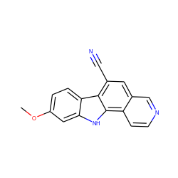 COc1ccc2c(c1)[nH]c1c3ccncc3cc(C#N)c21 ZINC000217045281