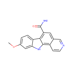 COc1ccc2c(c1)[nH]c1c3ccncc3cc(C(N)=O)c21 ZINC000217045331