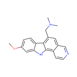 COc1ccc2c(c1)[nH]c1c3ccncc3cc(CN(C)C)c21 ZINC000217045535