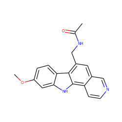 COc1ccc2c(c1)[nH]c1c3ccncc3cc(CNC(C)=O)c21 ZINC000217045486