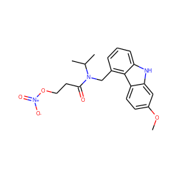 COc1ccc2c(c1)[nH]c1cccc(CN(C(=O)CCO[N+](=O)[O-])C(C)C)c12 ZINC000103255946