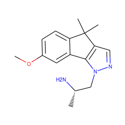 COc1ccc2c(c1)-c1c(cnn1C[C@H](C)N)C2(C)C ZINC000000020870