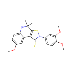 COc1ccc2c(c1)-c1c(sn(-c3ccc(OC)c(OC)c3)c1=S)C(C)(C)N2 ZINC000000832693