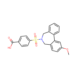 COc1ccc2c(c1)-c1ccccc1CN(S(=O)(=O)c1ccc(C(=O)O)cc1)C2 ZINC000115731253