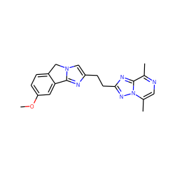 COc1ccc2c(c1)-c1nc(CCc3nc4c(C)ncc(C)n4n3)cn1C2 ZINC000169704384