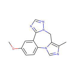 COc1ccc2c(c1)-c1ncnn1Cc1c(C)ncn1-2 ZINC000049109475