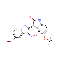 COc1ccc2c(c1)C(=N/O)/C(=C1/C(=O)Nc3ccc(OC(F)(F)F)cc31)N2 ZINC000101342055