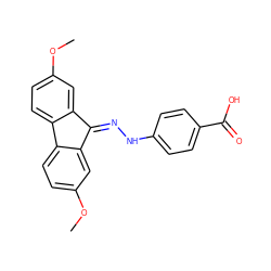 COc1ccc2c(c1)C(=NNc1ccc(C(=O)O)cc1)c1cc(OC)ccc1-2 ZINC000005720889