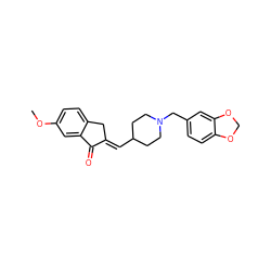 COc1ccc2c(c1)C(=O)/C(=C/C1CCN(Cc3ccc4c(c3)OCO4)CC1)C2 ZINC000653858721