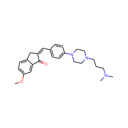 COc1ccc2c(c1)C(=O)/C(=C\c1ccc(N3CCN(CCCN(C)C)CC3)cc1)C2 ZINC001772652951