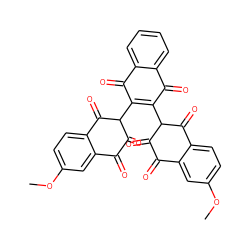 COc1ccc2c(c1)C(=O)C(=O)C(C1=C(C3C(=O)C(=O)c4cc(OC)ccc4C3=O)C(=O)c3ccccc3C1=O)C2=O ZINC000058592752