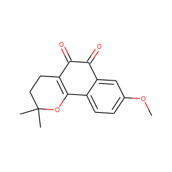 COc1ccc2c(c1)C(=O)C(=O)C1=C2OC(C)(C)CC1 ZINC000084672506