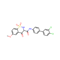 COc1ccc2c(c1)C(=O)C(C(=O)Nc1ccc(-c3ccc(Cl)c(Cl)c3)cc1)NS2(=O)=O ZINC000101331167