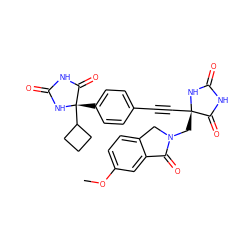 COc1ccc2c(c1)C(=O)N(C[C@@]1(C#Cc3ccc([C@@]4(C5CCC5)NC(=O)NC4=O)cc3)NC(=O)NC1=O)C2 ZINC000096173730