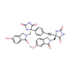 COc1ccc2c(c1)C(=O)N(C[C@@]1(C#Cc3ccc([C@@]4(CN5Cc6cc(O)ccc6C5=O)NC(=O)NC4=O)cc3)NC(=O)NC1=O)C2 ZINC000167594439