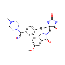 COc1ccc2c(c1)C(=O)N(C[C@@]1(C#Cc3ccc([C@@H](N=O)N4CCN(C)CC4)cc3)NC(=O)NC1=O)C2 ZINC000169694540