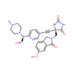 COc1ccc2c(c1)C(=O)N(C[C@@]1(C#Cc3ccc([C@@H](N=O)N4CCN(C)CC4)nc3)NC(=O)NC1=O)C2 ZINC000169694550