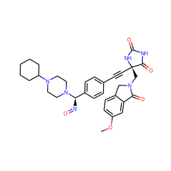 COc1ccc2c(c1)C(=O)N(C[C@@]1(C#Cc3ccc([C@@H](N=O)N4CCN(C5CCCCC5)CC4)cc3)NC(=O)NC1=O)C2 ZINC000169694529