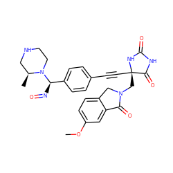 COc1ccc2c(c1)C(=O)N(C[C@@]1(C#Cc3ccc([C@@H](N=O)N4CCNC[C@@H]4C)cc3)NC(=O)NC1=O)C2 ZINC000169694555