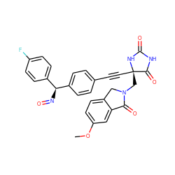 COc1ccc2c(c1)C(=O)N(C[C@@]1(C#Cc3ccc([C@@H](N=O)c4ccc(F)cc4)cc3)NC(=O)NC1=O)C2 ZINC000169694511